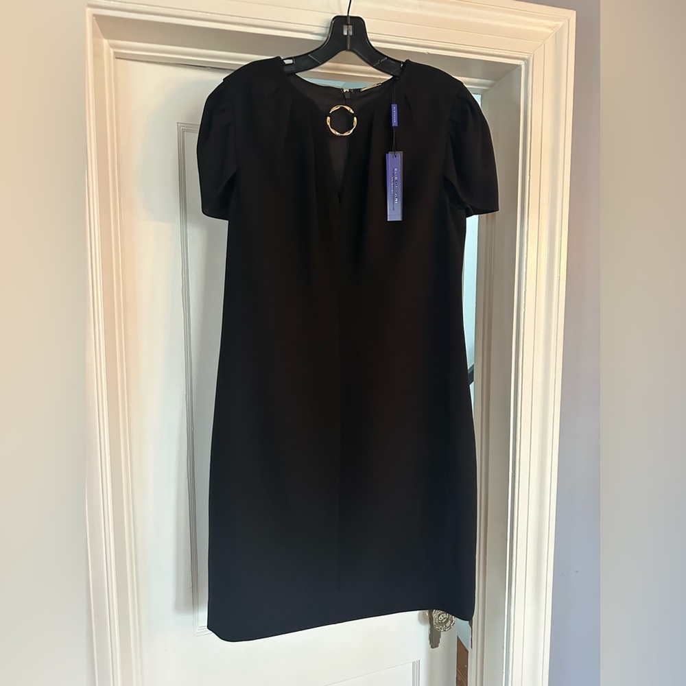 Elie Tahari Black Mini Dress with Gold Accent